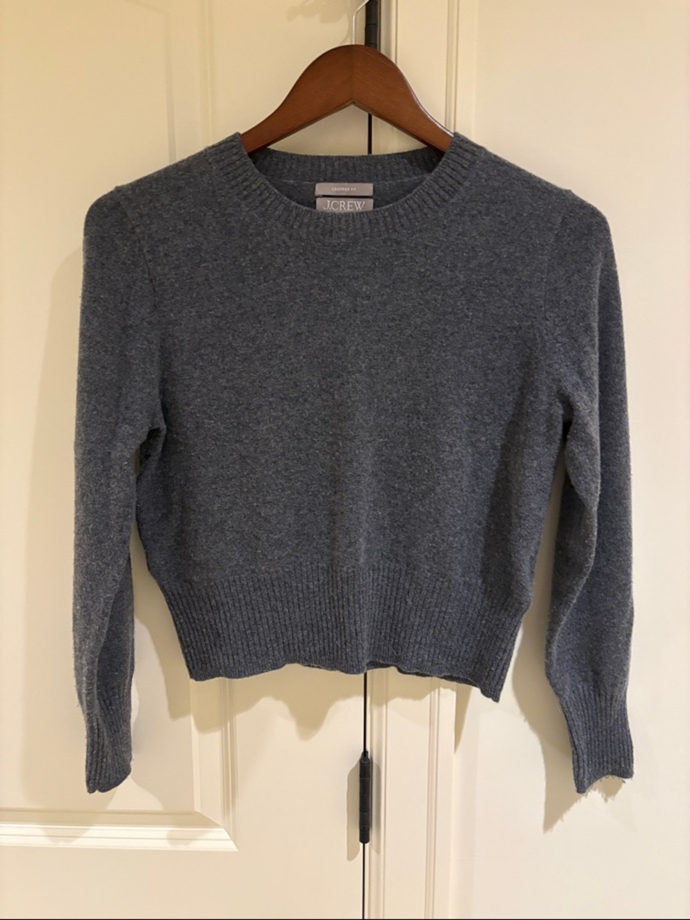 J. Crew Cashmere Shrunken Crewneck Sweater Gray